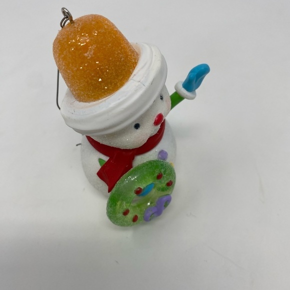 Glittery Snowman Ornament with Orange Hat - Picture 4 of 5